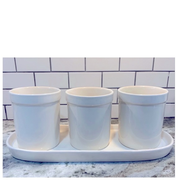 NEW Rae Dunn Icon Collection Spoon Fork Knife Utensil Holder Silverware Cup Jar - Picture 3 of 4